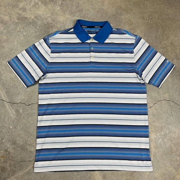 Nike Other - Nike Golf Tour Performance Shirt Polo Dri Fit Striped Mens L Blue White
